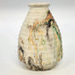 Nemadji Indian Pottery Native Clay Ribbed Vase 5.5" Green Orange Swirl USA