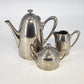 Wiskemann Art Deco Stainless Steel Tea Set Teapot Creamer Sugar Belgium 18/10