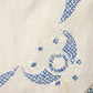 White Blue Hand Embroidered Linen Table Runner Vintage Minor Stain Pictured 40"