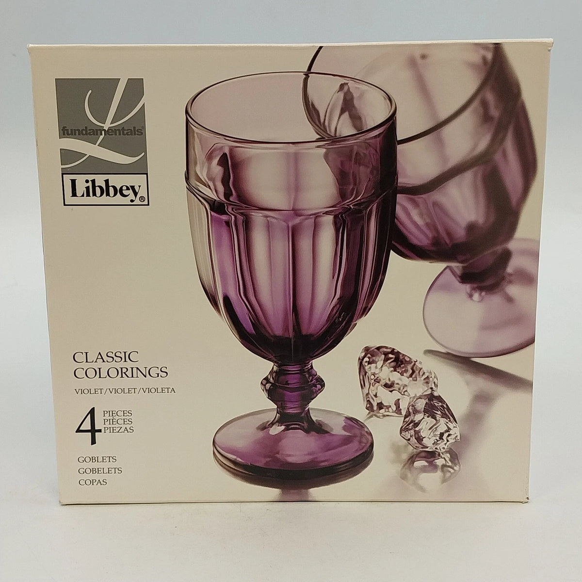 Libbey Fundamentals Classic Colorings Violet Glass Goblets 4 Pieces 16 oz Boxed