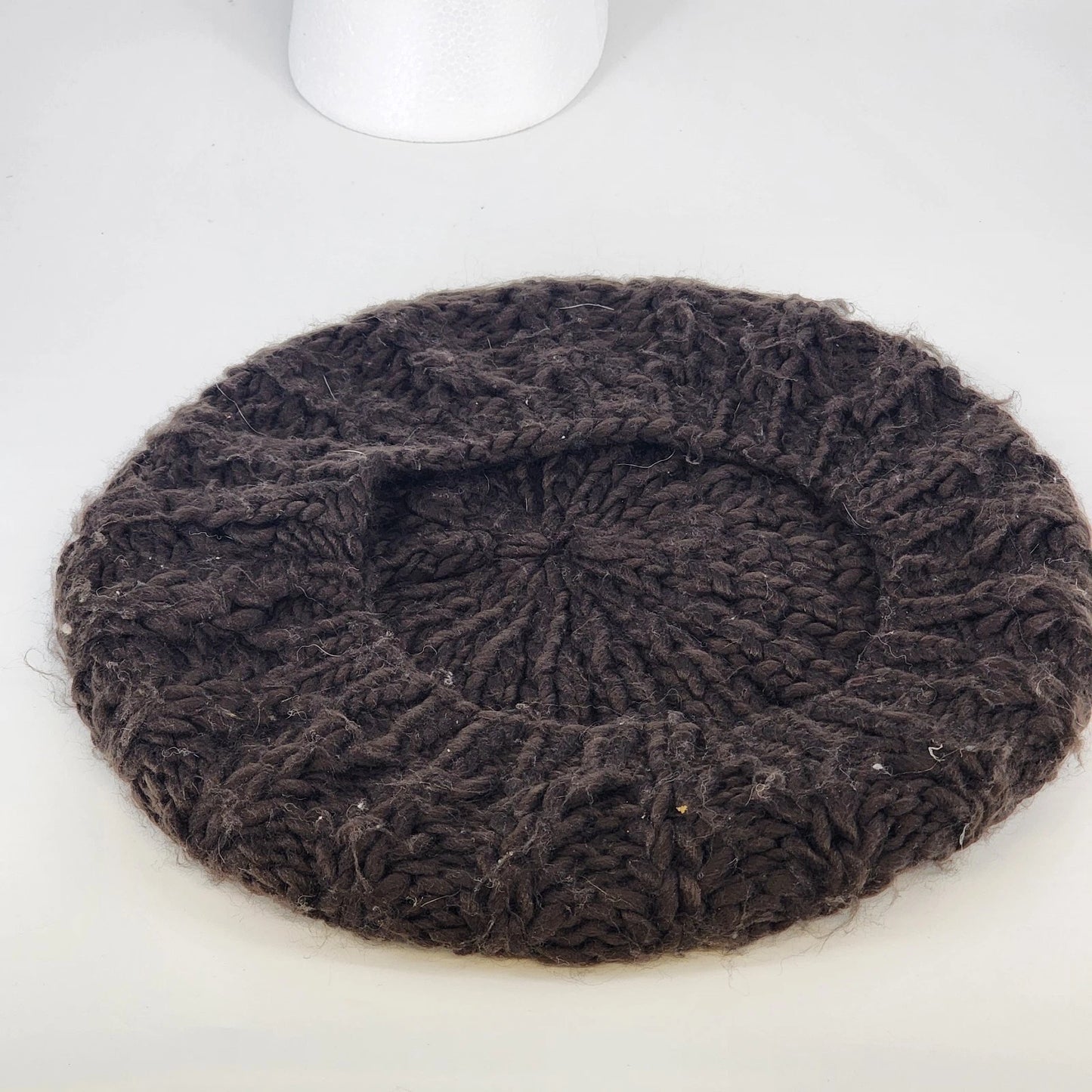 Knit Beret Women’s French Artist Hat Chocolate Brown Winter Beanie Slouchy Cap