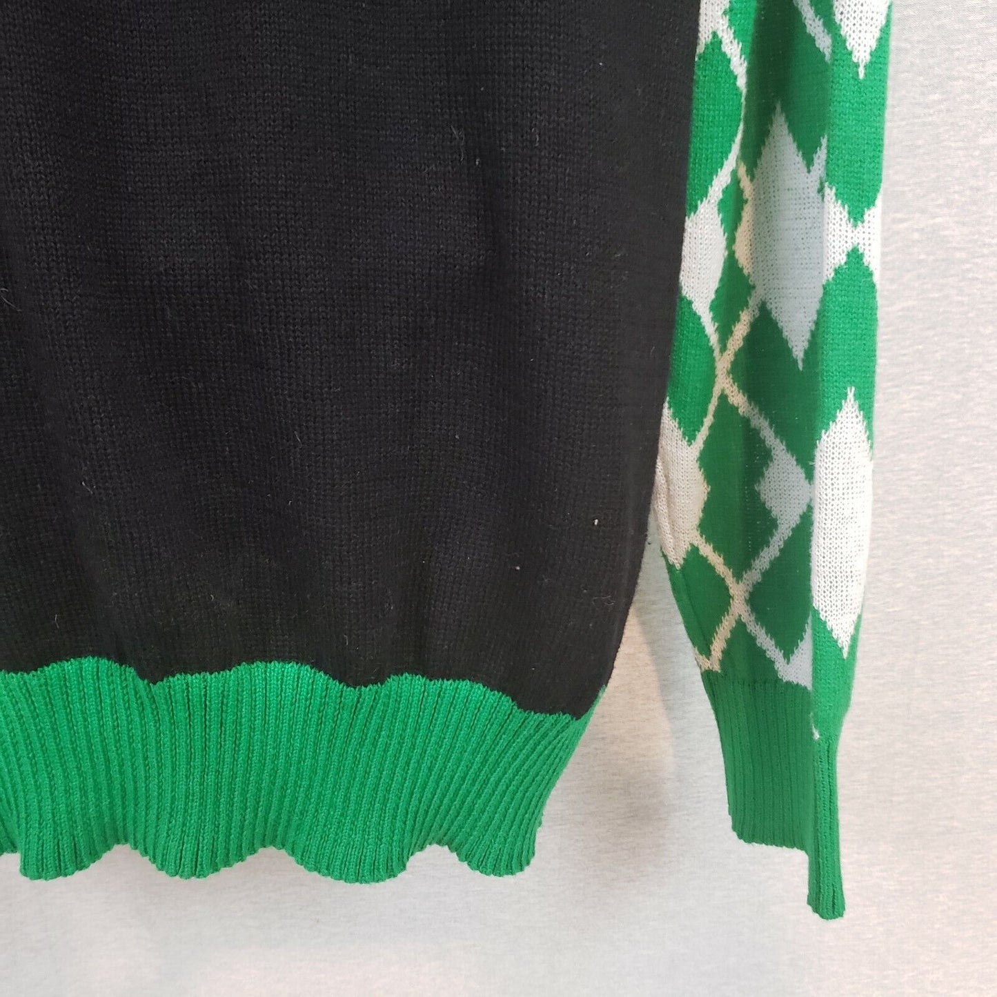 Disney Mickey Mouse Men’s Christmas Sweater L Black Green White Lights NWOT