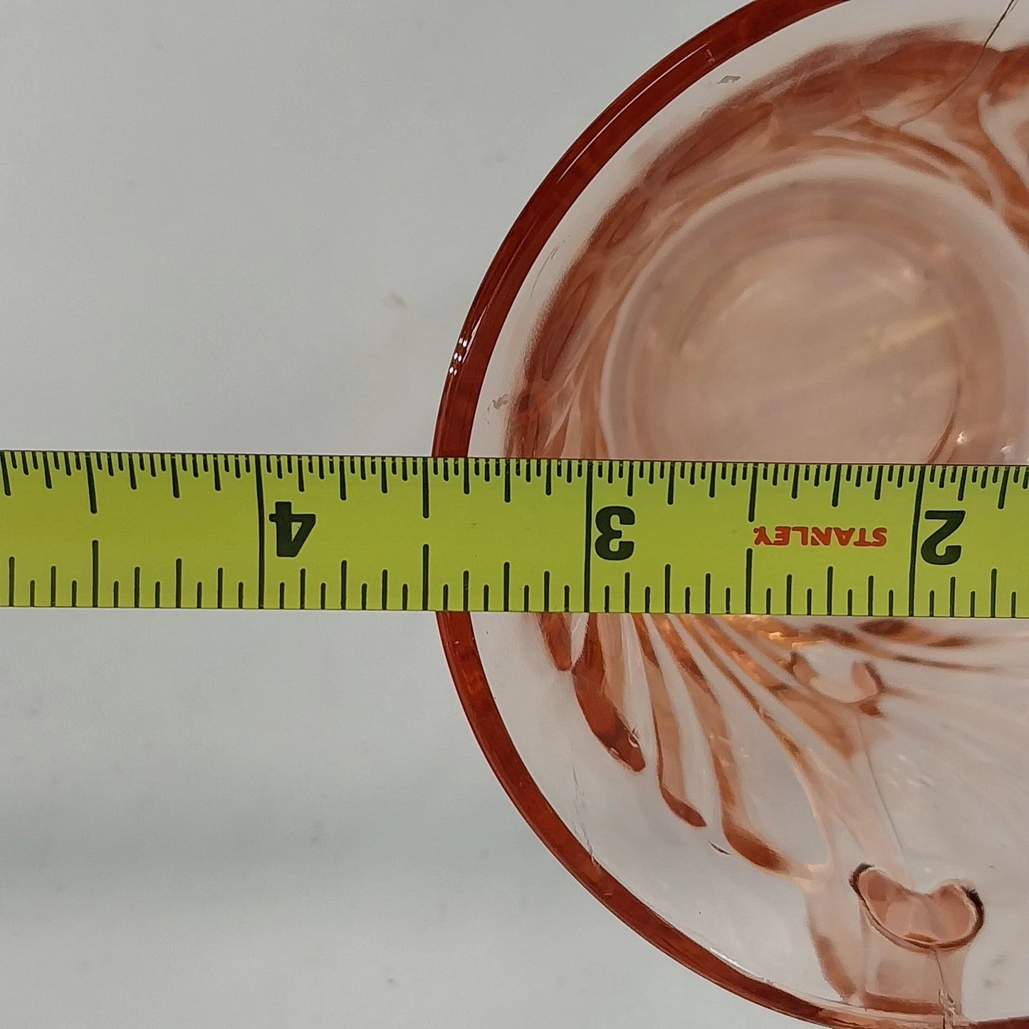 Fortecrisa Pink Swirl Ribbed Glass Cup & Saucer Set MCM Tableware Mexico Vtg