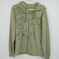 Massini Women's Zip Up Hoodie Size XL Floral Paisley Army Green Cotton Blend Y2K