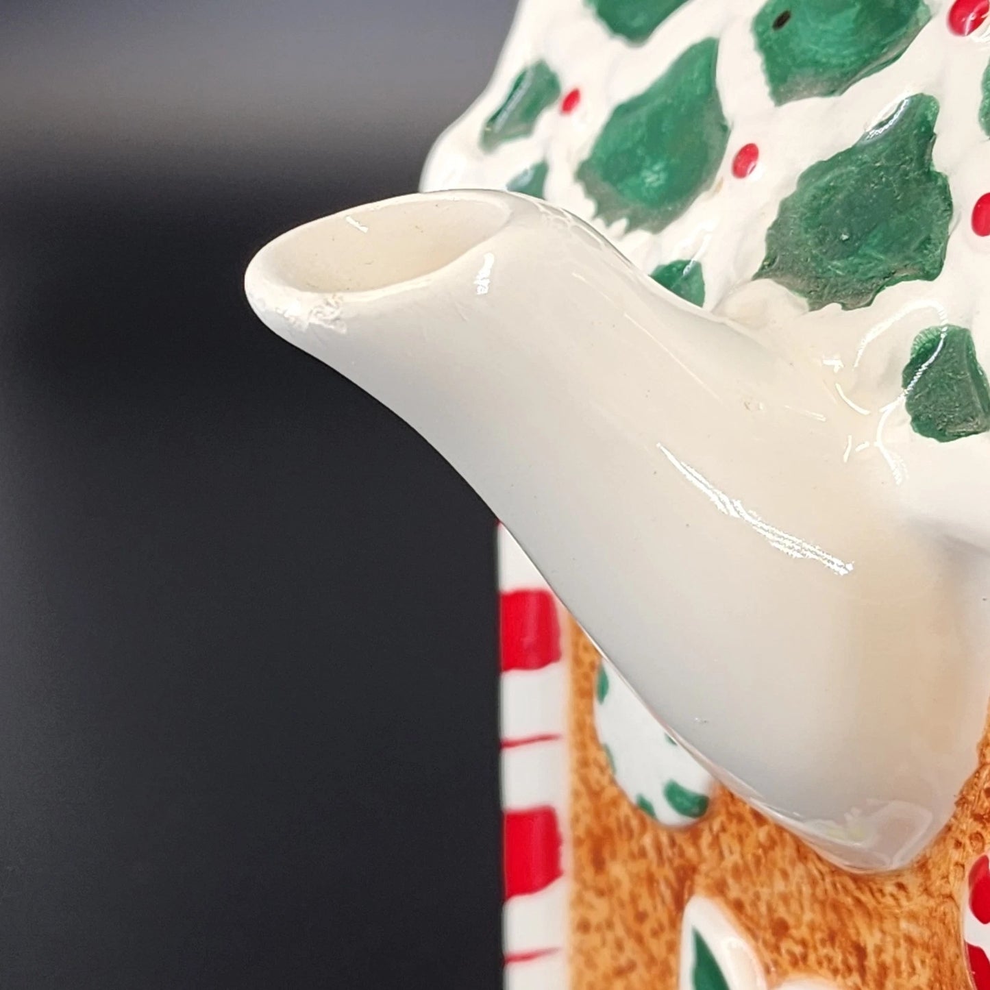 Potpourri Designs Gingerbread House Teapot Hand Painted Candy Cane 8" Holiday