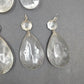 11 Almond Teardrop Crystal 2" Prisms w Octagon Faceted Beads Vintage Lamp Parts