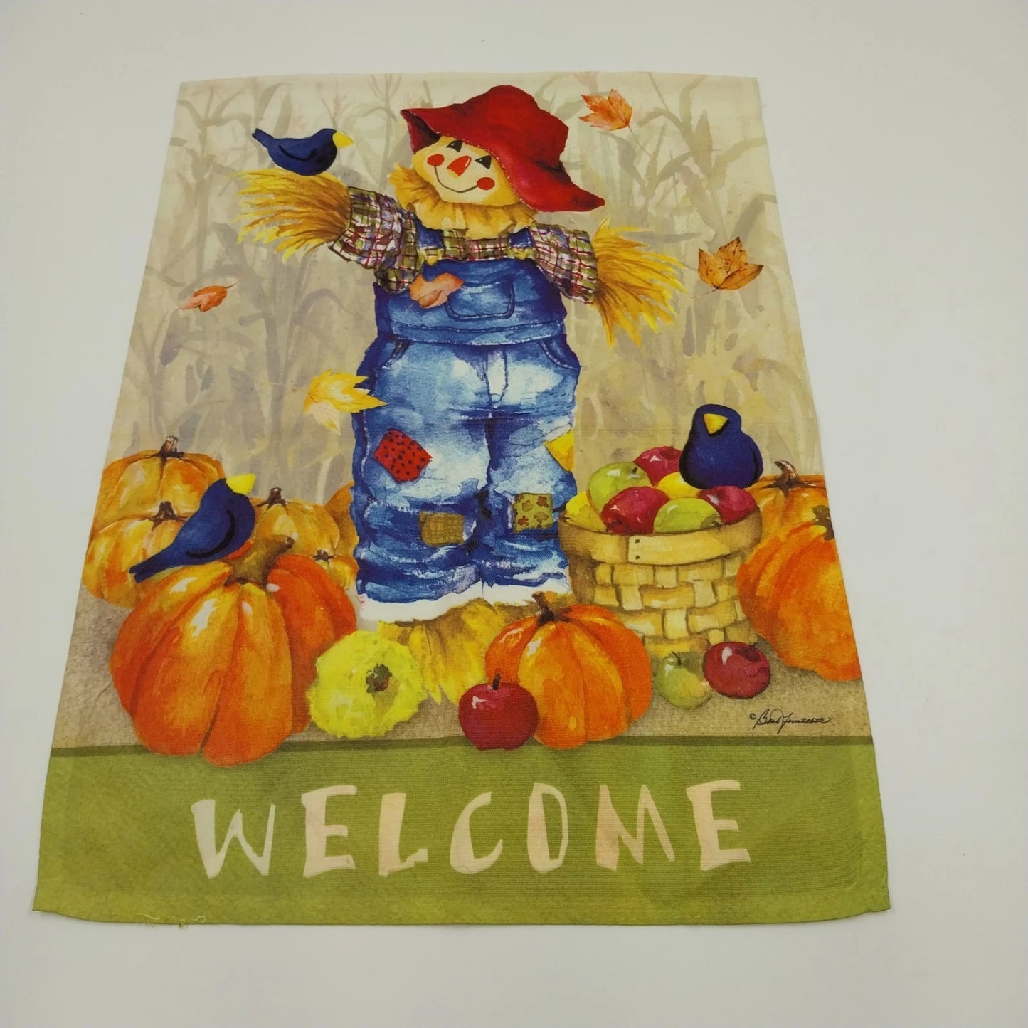 Set 4 Fall Autumn HOLLOWEEN WELCOME Theme with Pumpkins Mini Garden Flags Banner