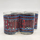 4 Houze Happy Holidays Old Fashioned Stained Glass 3.25"d x 4"h MCM Barware