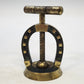 Horseshoe Screw-Down Nutcracker Gold Tone Metal T-Handle Tabletop 3.5" Patina