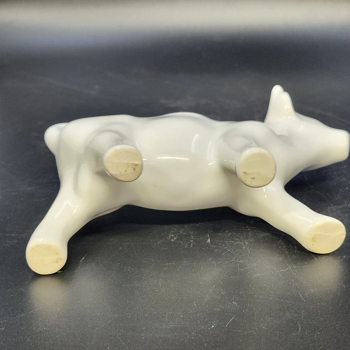 Apilco White Porcelain Cow Creamer Pitcher Figural Milk Pourer Farmhouse 6.5"