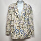 Women's Jacket 1980's Block Pocket Linen Floral Blues Purple Size 22/24 3XL