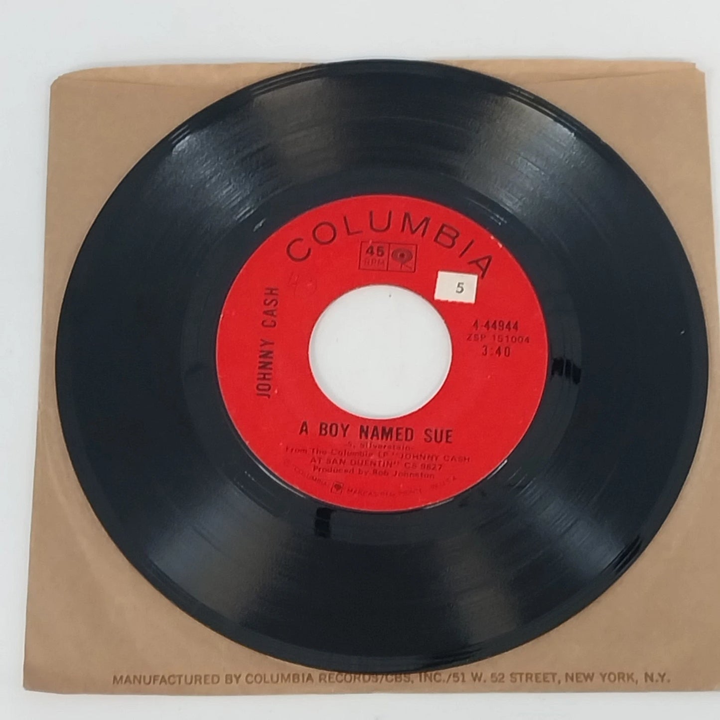 Johnny Cash A Boy Named Sue 45 RPM Vinyl San Quentin 1969