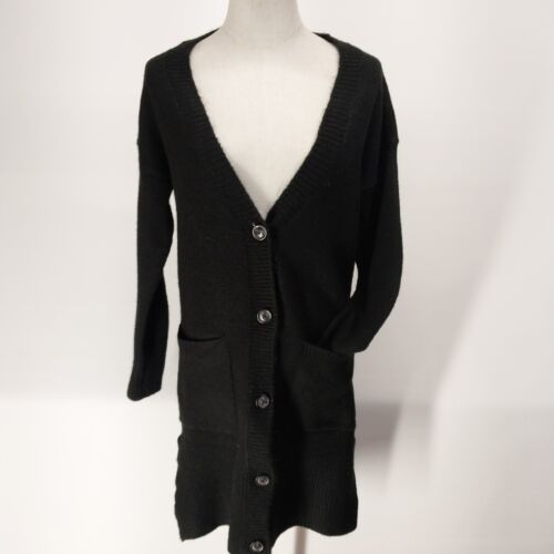 DIP Black Super Soft Long Button Front Black Cardigan Women Size Small