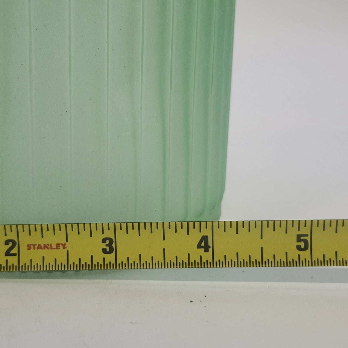 Frosted Glass Sage Green Vase 5.75" Textured Ribbed & Wide Flared Rim Vintage