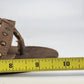 Bucco Nani Tan Wedge Sandals Gold Stud Fringe Zip Back Women 8.5 NWB