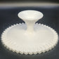 Fenton Silver Crest Spanish Lace Milk Glass Pedestal Cake Stand 11" Vintage