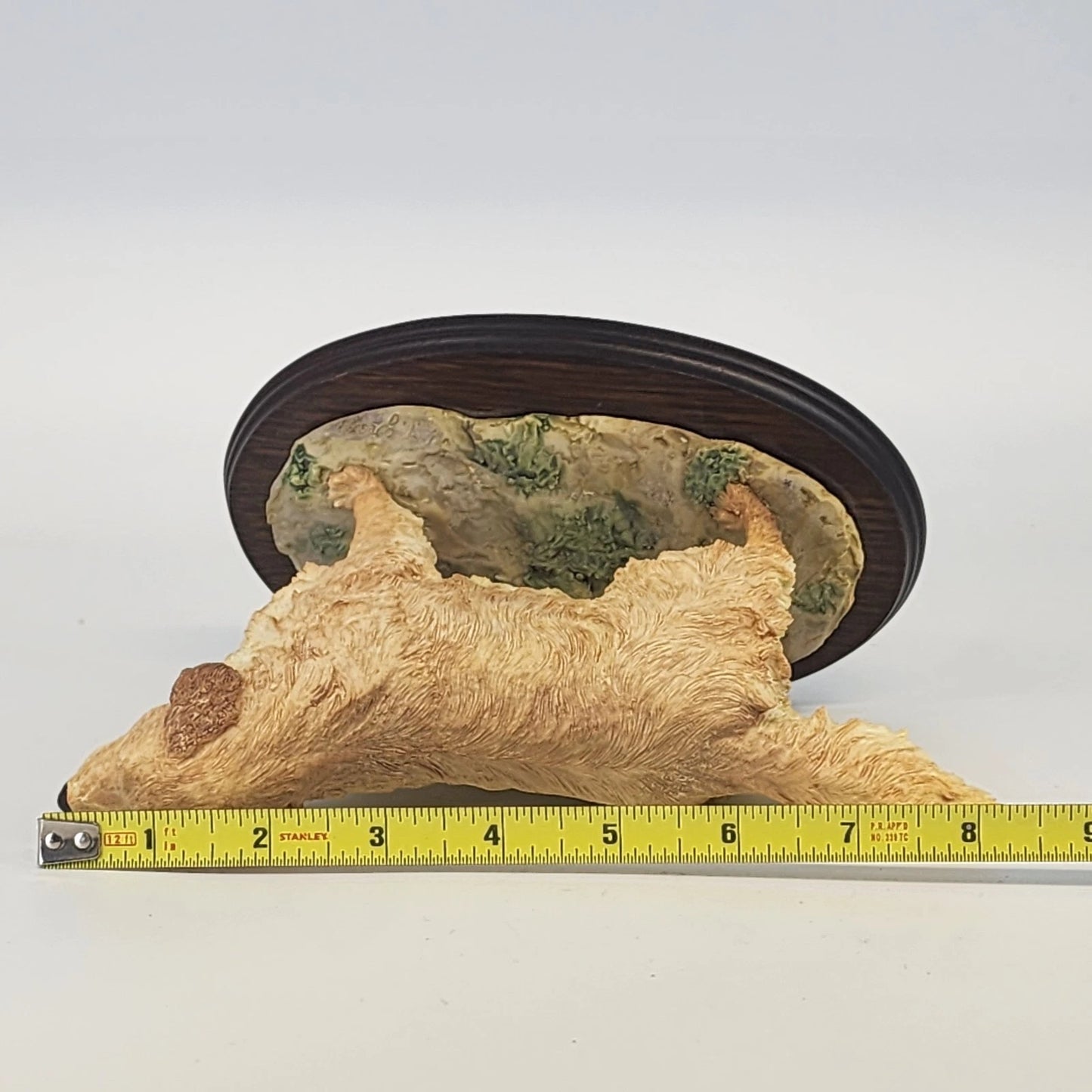 Arnart Imports Golden Retriever Dog Figurine on Wood Base 8.5" Taiwan 1984 Vtg