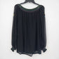 Notations Women's Embroidered Floral Peasant Blouse Tassel Long Sleeve Large