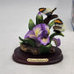 Vemar Collection Porcelain Figurine Purple Iris Red Rose 2 Butterflies Wood Base