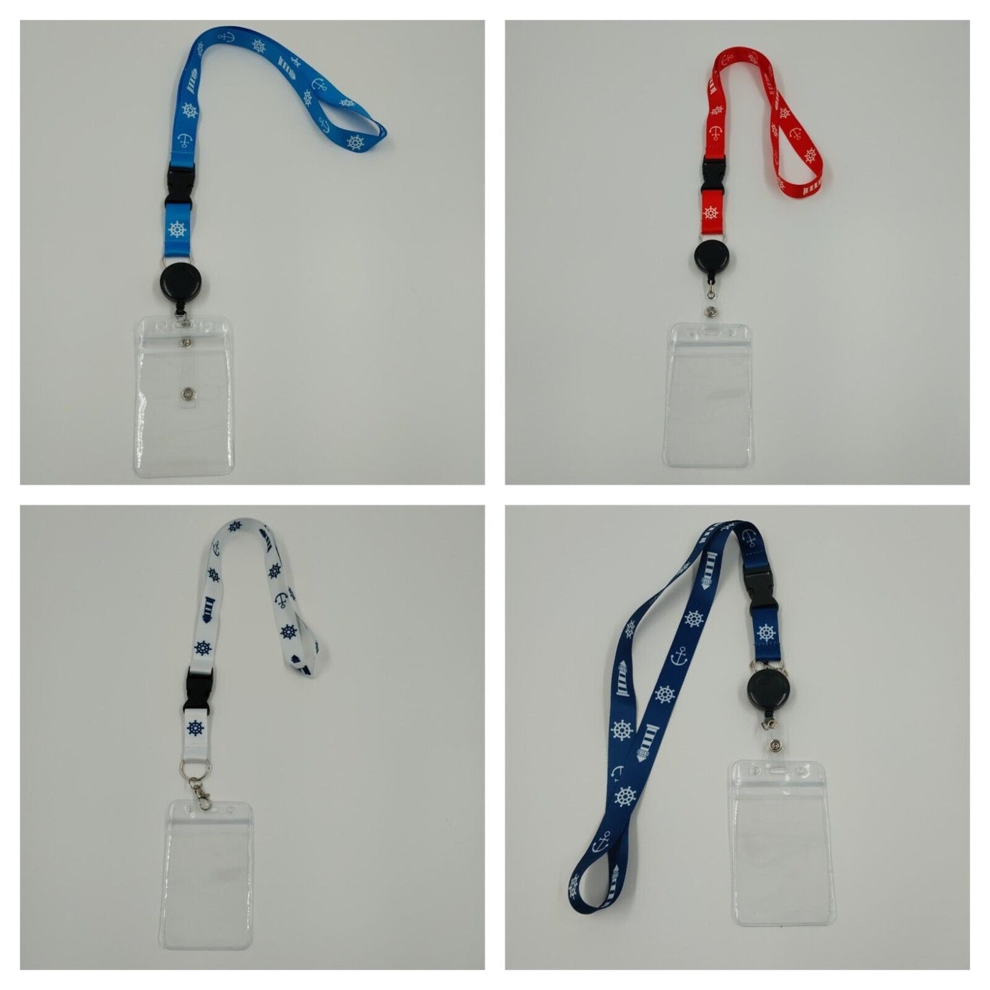 Cruise Lanyard ID Holder Clip Sail Sign Card Swivel Break away Blue Red White