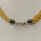 6 Strands Gold Tone Seed Beads with Multicolor Marbled Glass Pendant Necklace