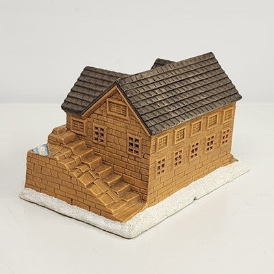 Grist Mill Christmas Village Bisque Ceramic Illuminated 8" Homemade Vintage