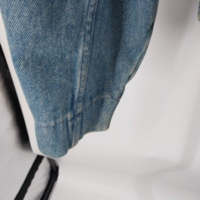 Together! Denim Batwing Jacket Missy S Gold Buttons Lace Trim 1980s Vintage
