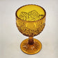 Indiana Glass Hobstar Amber Compote Goblet EAPG Pedestal 8" Vintage Scalloped