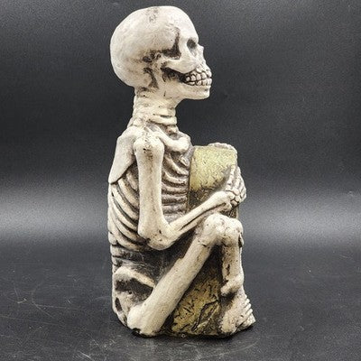 Halloween Resin Molded RIP Skeleton Grave Stone Serpent 13.5" Yard Decoration