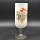 Norleans Vase Satin Frosted Hand Painted Glass Floral Clear Pedestal 11" Vintage