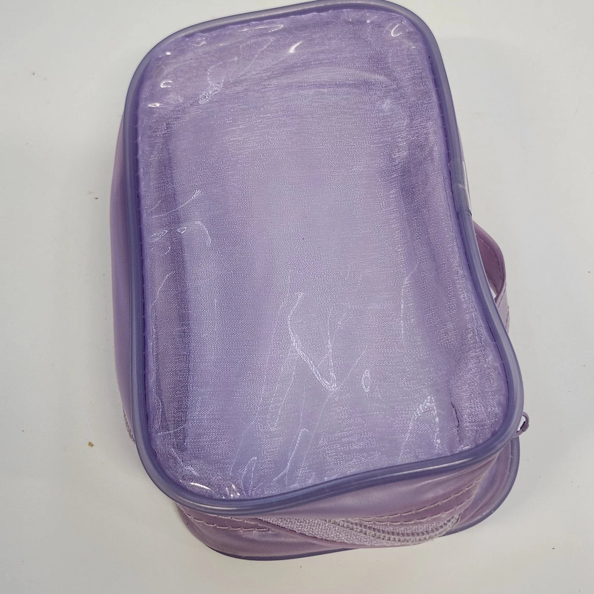 Purple Clear Vinyl Cosmetic Makeup Bag Zip Travel Toiletry Case 6.5" China