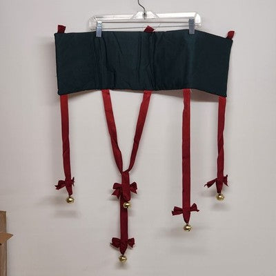 Red Black NOEL Wall Hanging Christmas Holiday Red Bows with Gold Bells 24.5"x9"