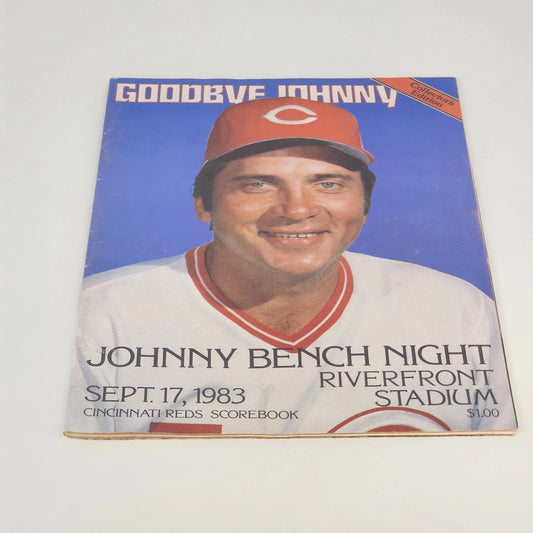 Cincinnati Reds' Johnny Bench Scorebook Night of Sept 17 1983 His Last Home Game