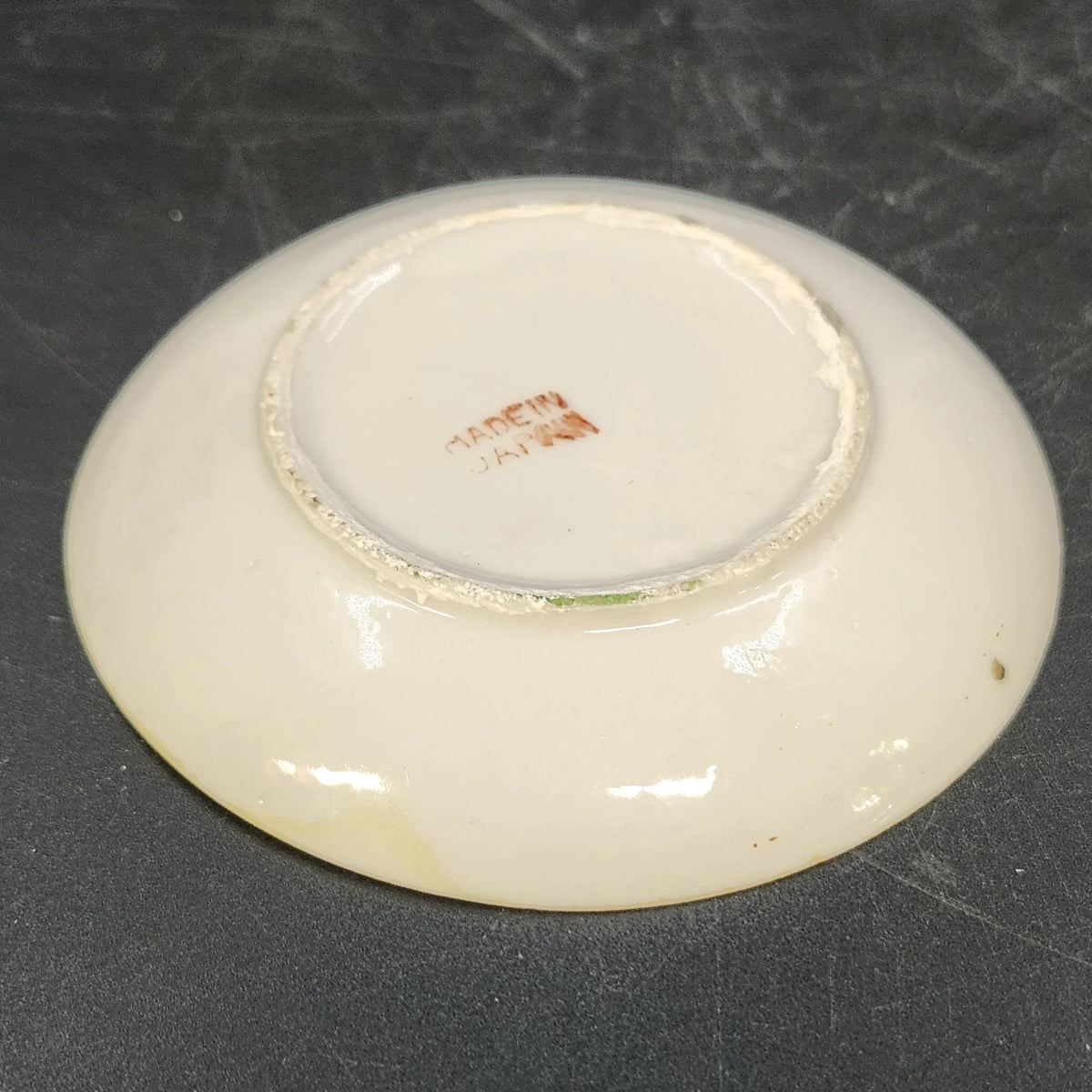 Japan Porcelain Demitasse Saucers Hand Painted Floral Orange Trim 3.25" 3pc Vtg
