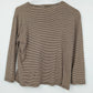 Evan-Picone Women's Long Sleeve Striped Knit Top Brown Black Crew Neck Small