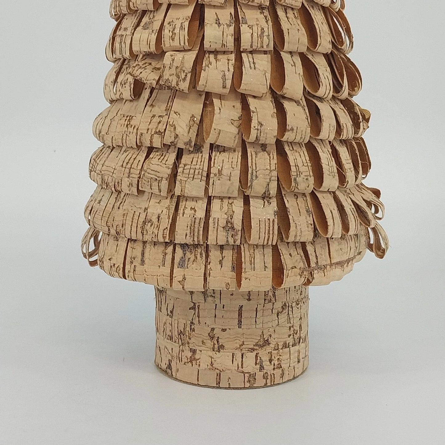 Holiday Home Shaved Cork Loop Tabletop Christmas Tree Star Bow 16.5" Plaid Top