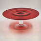 IKEA ÄKTAD Ruby Red Flashing Cake Stand 13" Glass Top Clear 5" Pedestal Base