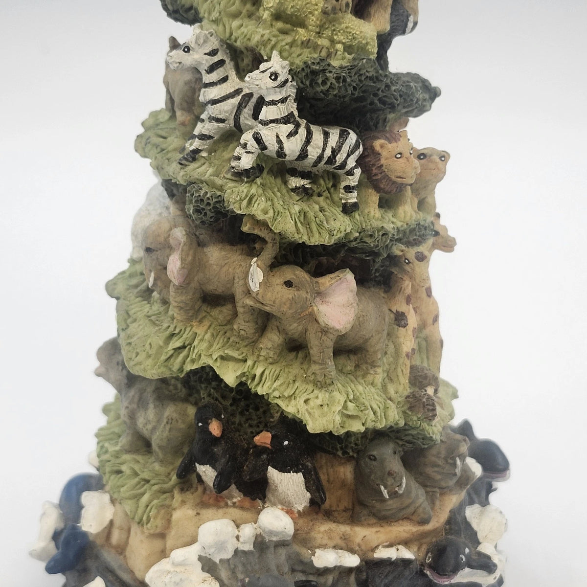 Noah's Ark Animal Spiral Tower Music Box Wildlife Figurine 10" Ceramic TLC China