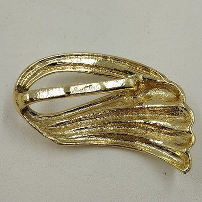 Swirled Gold Tone Metal Pastelli Scarf Tie Holder Clip 2"x1" Signed Vintage