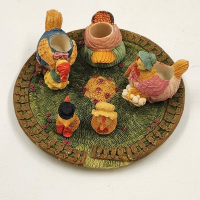 Popular Imports 8pc Mini Tea Set Chicken Roaster Polystone Resin Decorative 1995