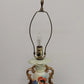 Hand Painted Urn Table Lamp Floral Pansy Gold Trim 30 Inch Vintage