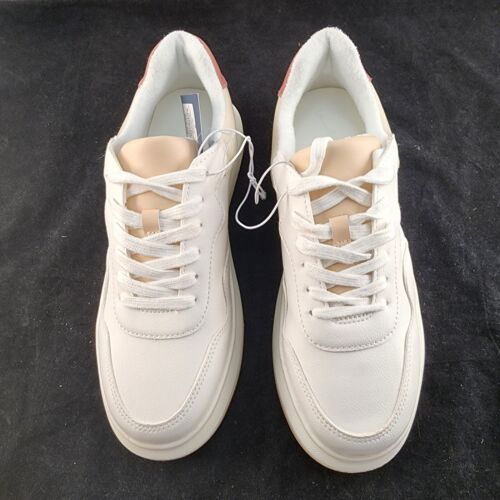 Universal Thread Women’s 8M Shoes Flora Casual Sneakers White Lace Up Pink Trim
