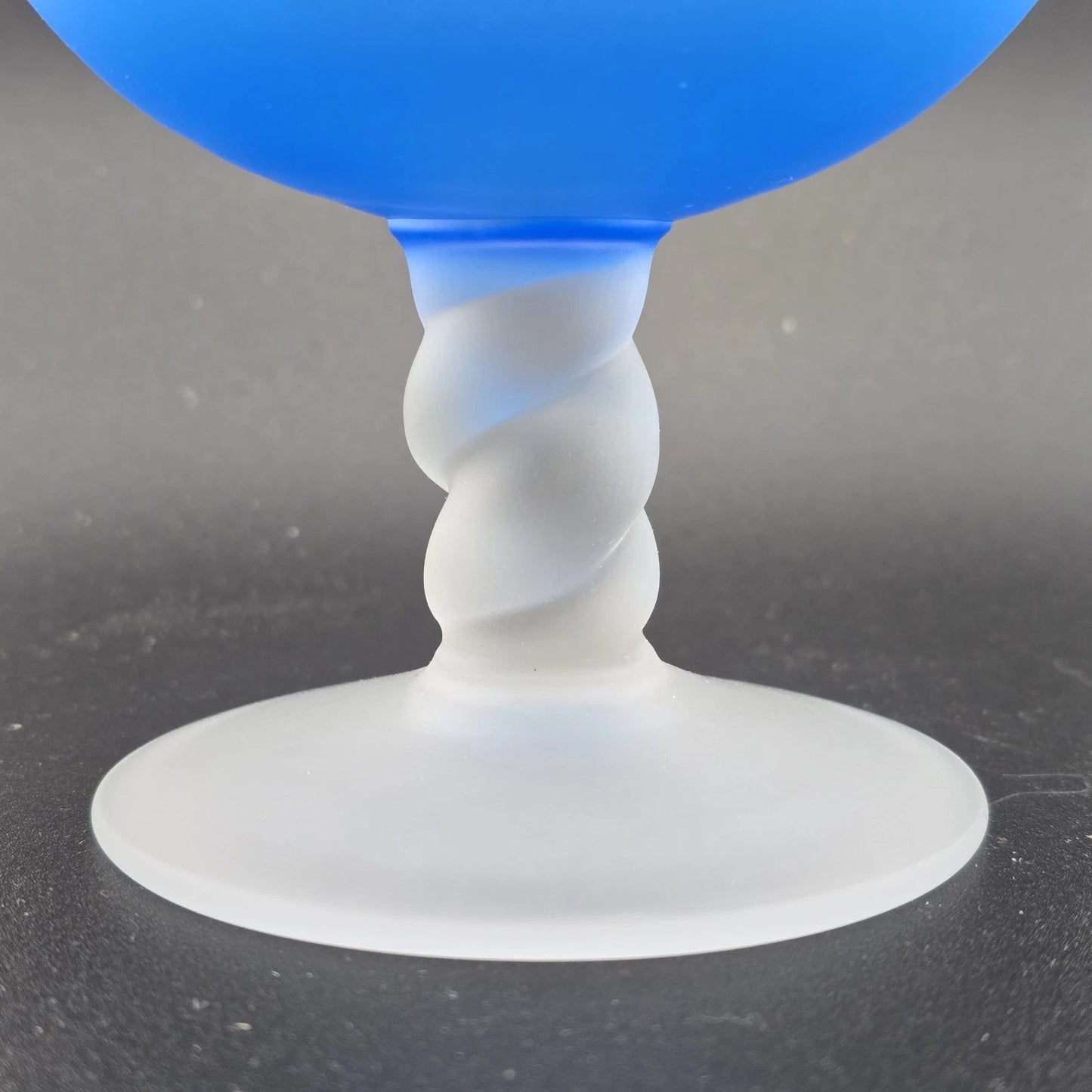 Empoli Decanter Frosted Satin Blue Twisted Clear Pointed Stopper Handle & Base