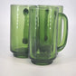 Finlandia Avocado Green Glass Mugs Set of 3 Anchor Hocking D Handles 12 oz 5.5"h
