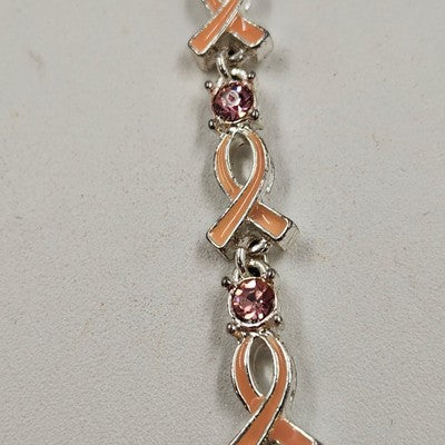 Avon Crusade Pink Ribbon Enamel & Rhinestone Breast Cancer Awareness Bracelet 7"