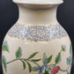 Large Macau Urn-Style Vase – Hand-Painted Pink & Blue Floral Design – 15" x 8" Vintage Oriental-Inspired Home Décor