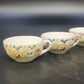 Floral Demitasse Tea Coffee Cups 2.5"d Set of 4 Porcelain Handle Japan Vintage
