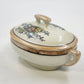 Japan Porcelain Covered Vegetable Bowl Hand Painted Floral Orange Luster 5.25"
