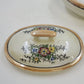 Japan Porcelain Covered Vegetable Bowl Hand Painted Floral Orange Luster 5.25"