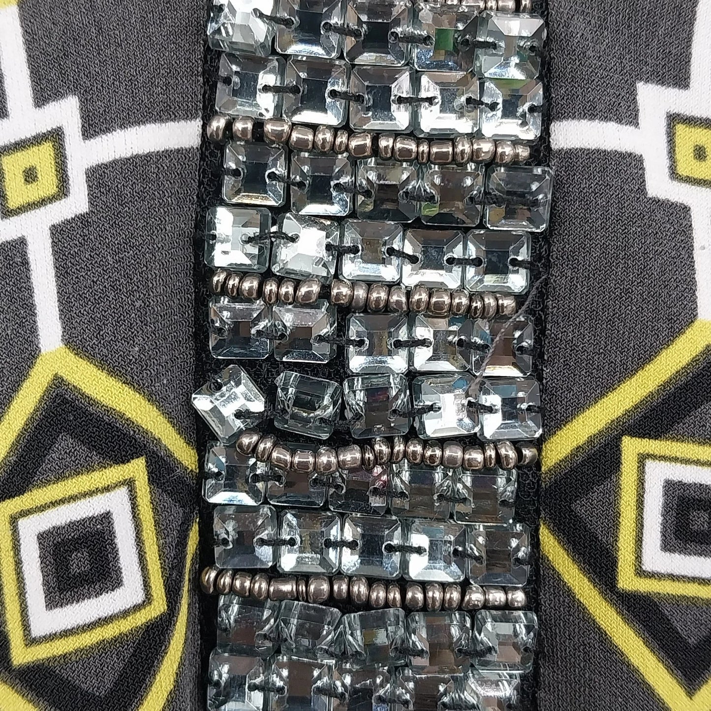 JM Collection Petite Geometric Print Beaded V-Neck 3/4 Sleeve Top P/P Polyester